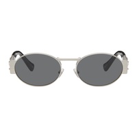 베르사체 Versace Silver Medusa Deco Oval Sunglasses 242404M134013