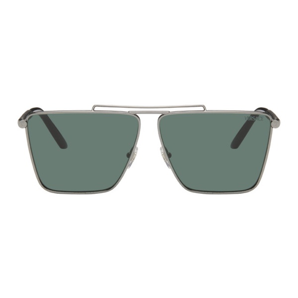 베르사체 베르사체 Versace Gunmetal Aviator Sunglasses 242404M134005