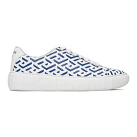 베르사체 Versace White & Blue Greca Sneakers 222404M237002