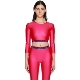 베르사체 진 꾸뛰르 베르사체 Versace Jeans Couture Pink Shiny Long Sleeve T-Shirt 231202F110007