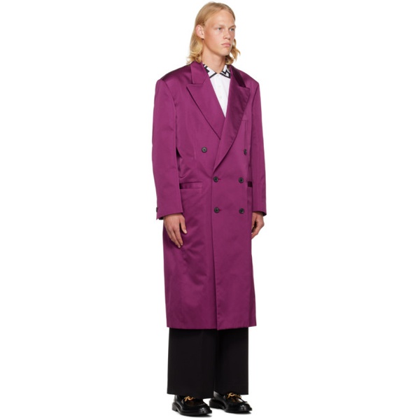 베르사체 베르사체 Versace Purple Double-Breasted Coat 222404M183000