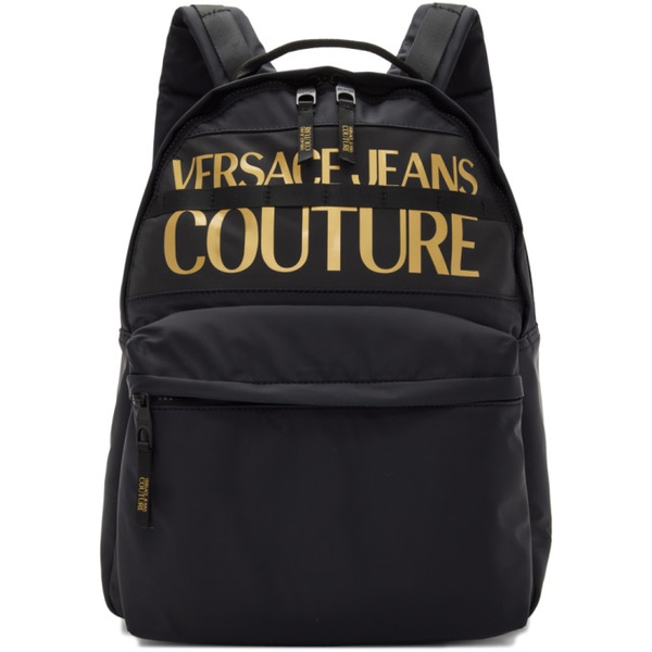 베르사체 베르사체 진 꾸뛰르 베르사체 Versace Jeans Couture Black Logo Backpack 222202M166004