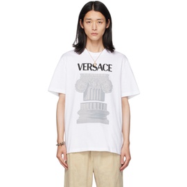 베르사체 Versace White La Colonna T-Shirt 232404M213002