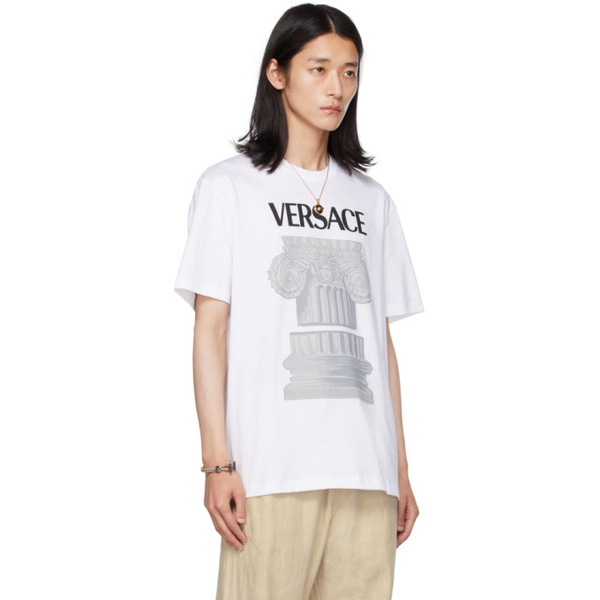 베르사체 베르사체 Versace White La Colonna T-Shirt 232404M213002