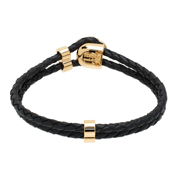 베르사체 베르사체 Versace Black Medusa Braided Leather Bracelet 242404M142002