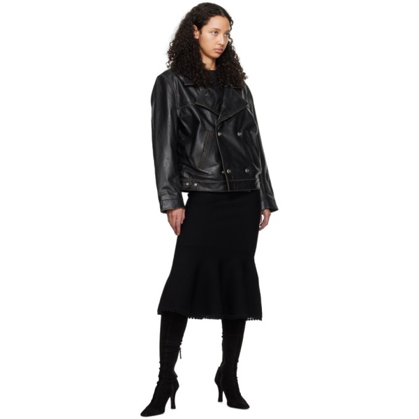 빅토리아 베컴 Victoria Beckham Black Oversized Leather Jacket 241784F064000
