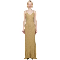 빅토리아 베컴 Victoria Beckham Gold V-Neck Maxi Dress 231784F055000