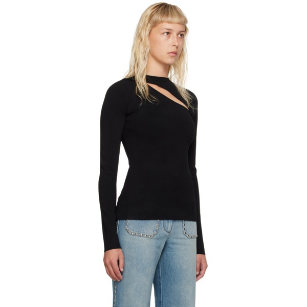  빅토리아 베컴 Victoria Beckham Black Cutout Long Sleeve T-Shirt 232784F110000