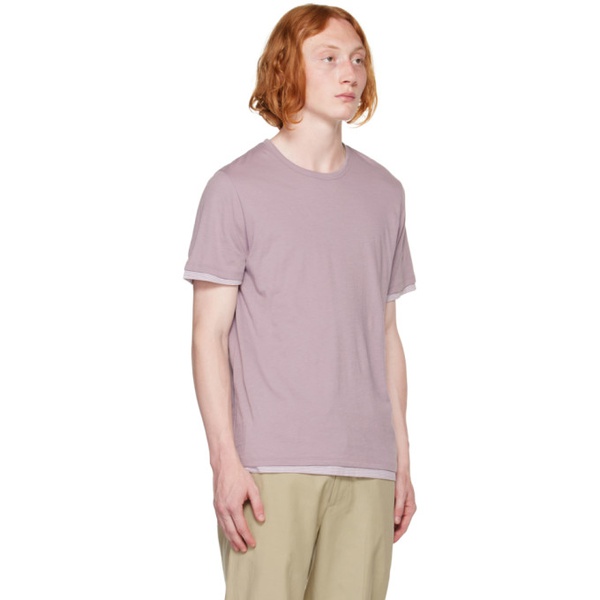 빈스 빈스 Vince Purple Double Layer T-Shirt 222875M213021