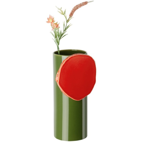  Vitra Green & Orange Decoupage Vase 231059M616003