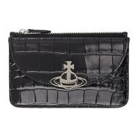 비비안 웨스트우드 Vivienne Westwood Black Half Moon Card Holder 241314M163022