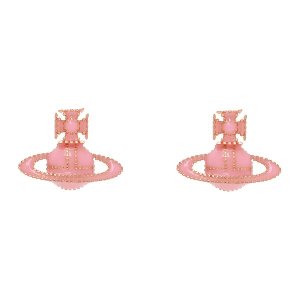  비비안 웨스트우드 Vivienne Westwood Pink & Rose Gold Amanda Bas Relief Earrings 232314F022063
