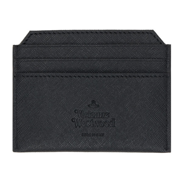  비비안 웨스트우드 Vivienne Westwood Black Saffiano Slim Card Holder 241314M163032