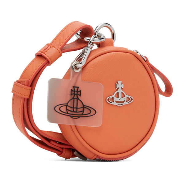  비비안 웨스트우드 Vivienne Westwood Orange Phone Lanyard Faux-Leather Pouch 241314M171041