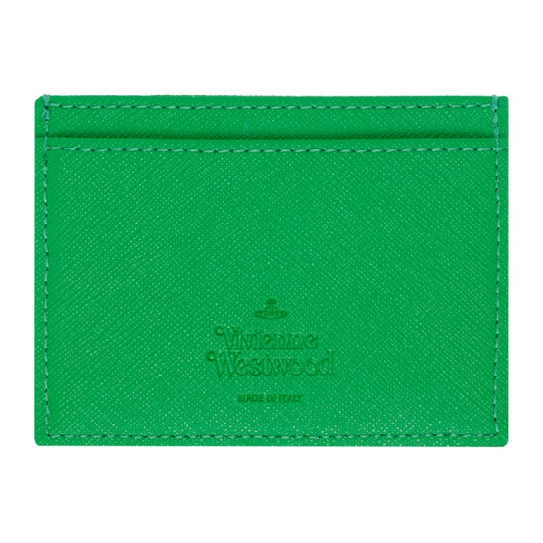  비비안 웨스트우드 Vivienne Westwood Green Saffiano Flat Card Holder 241314M163065
