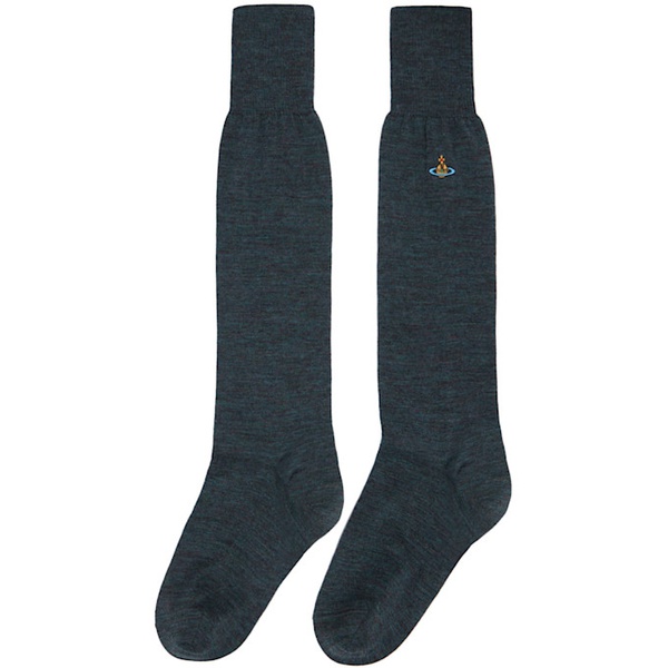  비비안 웨스트우드 Vivienne Westwood Blue & Gray Uni Colour High Socks 232314M220018