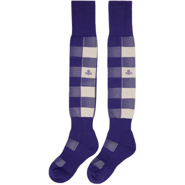  비비안 웨스트우드 Vivienne Westwood Purple & 오프화이트 Off-White High Socks 241314F076002