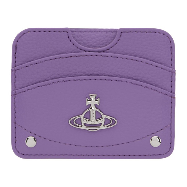  비비안 웨스트우드 Vivienne Westwood Purple Re-Vegan Half Moon Card Holder 241314F037018