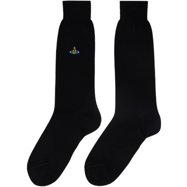  비비안 웨스트우드 Vivienne Westwood Black Uni Color Plain Socks 241314M220028