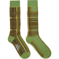 비비안 웨스트우드 Vivienne Westwood Green Oversize Madras Socks 232314M220017