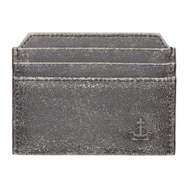 비비안 웨스트우드 Vivienne Westwood Gray Distressed Leather Slim Card Holder 241314M163033
