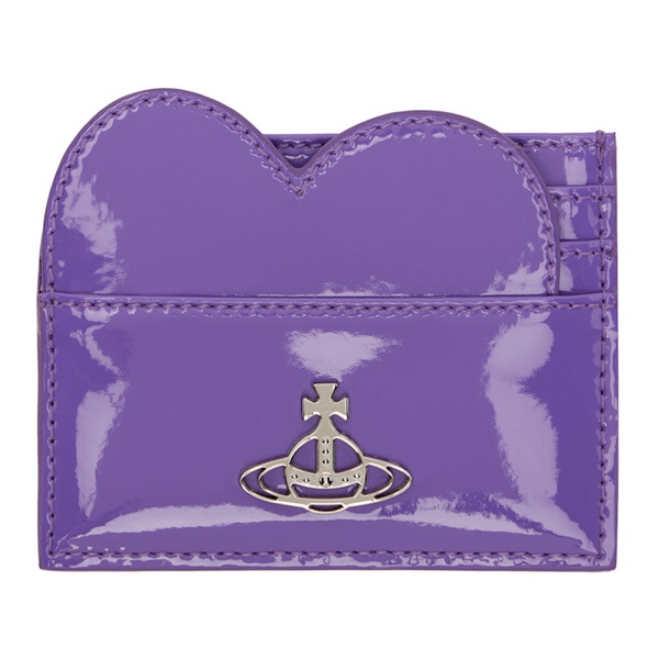  비비안 웨스트우드 Vivienne Westwood Purple Shiny Heart Card Holder 241314F037000