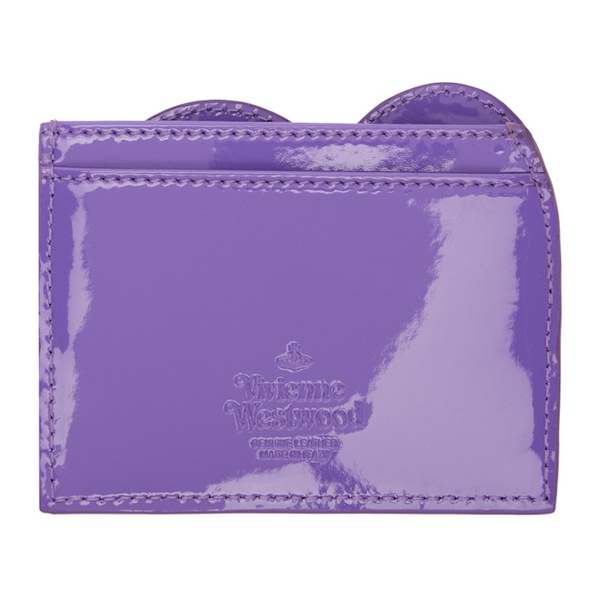  비비안 웨스트우드 Vivienne Westwood Purple Shiny Heart Card Holder 241314F037000