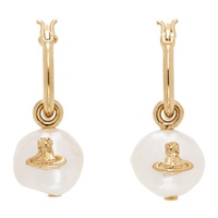 비비안 웨스트우드 Vivienne Westwood Gold & White Azul Hoop Earrings 241314F022002