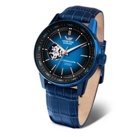 Vostok Europe MEN'S LI모우 MOUSINE Leather Blue Dial Watch NH38-560D681