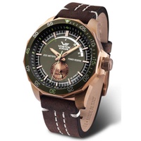 Vostok Europe MEN'S N1 Rocket Leather Green Dial Watch NE57-225O565