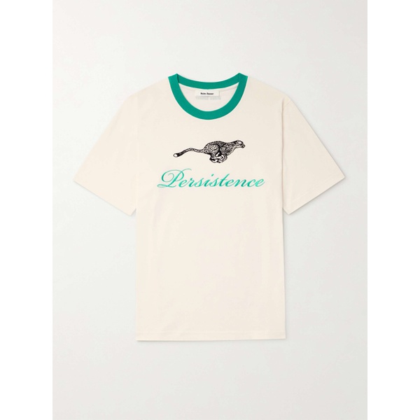  웨일즈 보너 WALES BONNER Resilience Embroidered Flocked Organic Cotton-Jersey T-Shirt 1647597328740990