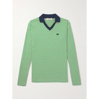 웨일즈 보너 WALES BONNER Slim-Fit Logo-Embroidered Striped Supima Cotton-Blend Polo Shirt 1647597328740937