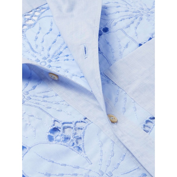  웨일즈 보너 WALES BONNER Highlife Camp-Collar Embroidered Broderie Anglaise Cotton-Blend Shirt 1647597328741042