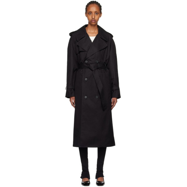  워드로브 NYC WARDROBE.NYC Black Double-Breasted Trench Coat 232277F067001