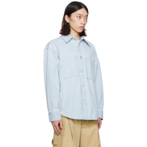  우영미 WOOYOUNGMI Blue Printed Denim Shirt 241704M192015