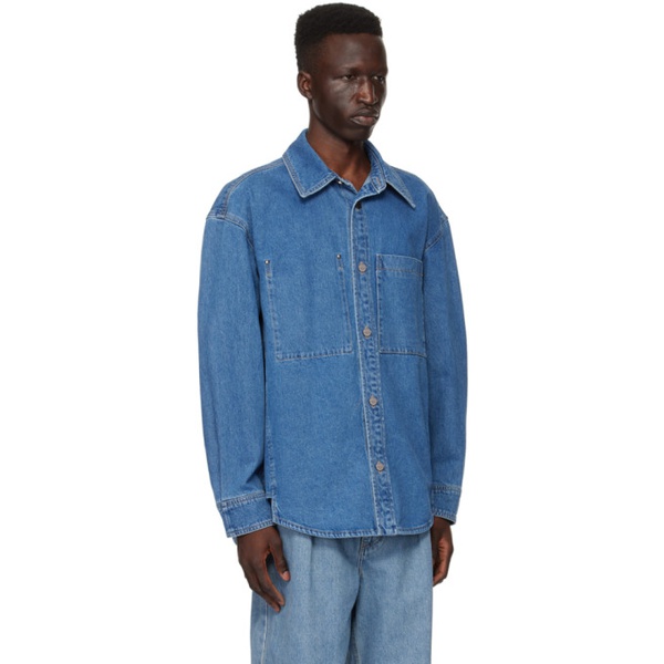  우영미 WOOYOUNGMI Blue Printed Denim Shirt 241704M192016