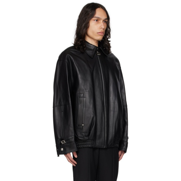  우영미 WOOYOUNGMI Black Banding Leather Jacket 232704M181005