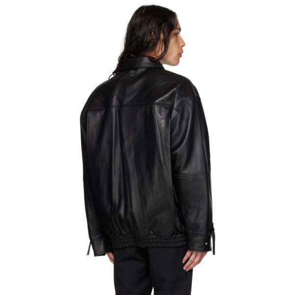  우영미 WOOYOUNGMI Black Banding Leather Jacket 232704M181005