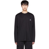 우영미 WOOYOUNGMI Black Embroidered Long-Sleeve T-Shirt 222704M213016