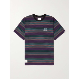 WTAPS Logo-Embroidered Striped Cotton-Jersey T-Shirt 43769801095651689