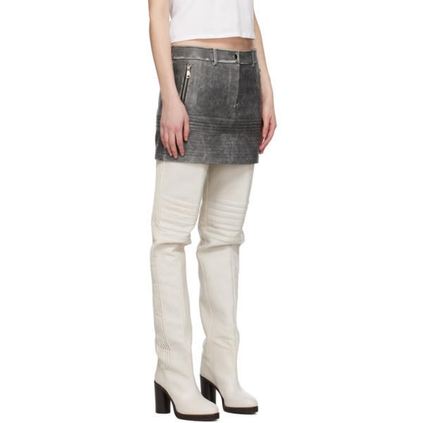  WYNN HAMLYN Gray Zip Leather Miniskirt 241401F090000