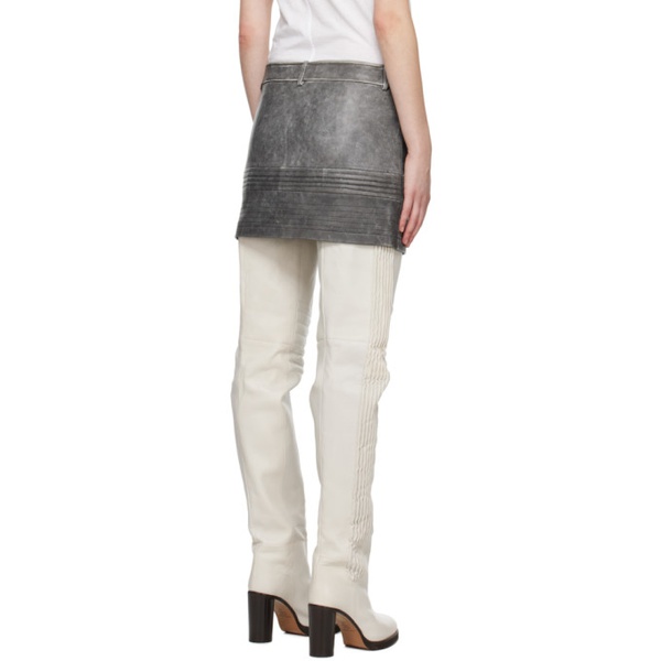  WYNN HAMLYN Gray Zip Leather Miniskirt 241401F090000