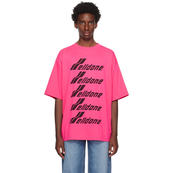  웰던 We11done Pink Printed T-Shirt 232327M213031