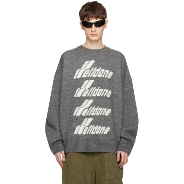  웰던 We11done Gray Jacquard Sweater 241327M201001