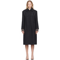 웰던 We11done Black Gathered Trench Coat 232327F059009