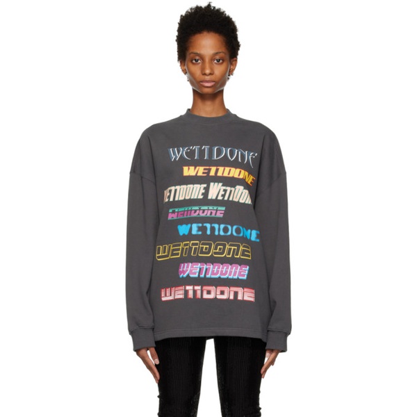  웰던 We11done Gray Printed Sweatshirt 222327F098017