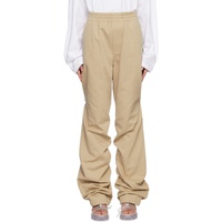 웰던 We11done Beige Banded Shirring Trousers 231327F087005