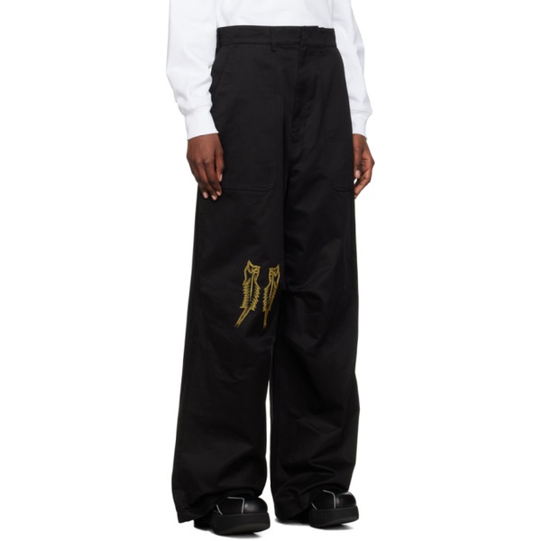  웰던 We11done Black Embroidered Trousers 231327F087008