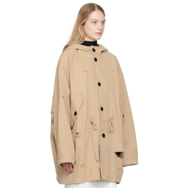  웰던 We11done Beige Distressed Coat 232327F059000