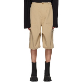 웰던 We11done Beige Pleated Cargo Shorts 231327M188000